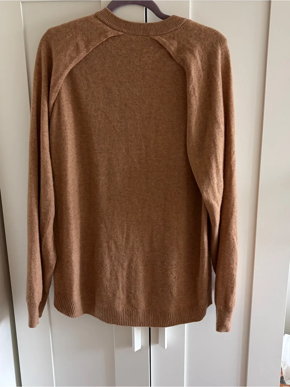 Tibi Featherweight Cashmere Cutout Sleeve Sweater in Camel